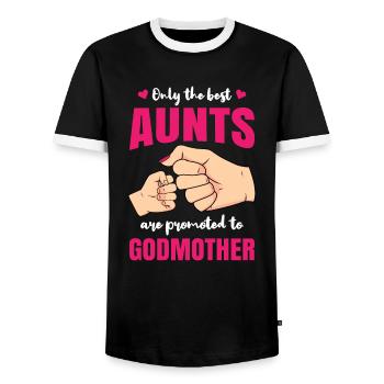 Marraine Naissance Neveu Nièce Cadeau pour Tante - T-shirt contrasté Homme - noir/blanc - Devant - AI Model Female 172 light (172cm) & AI Model Male 178 light (178cm)