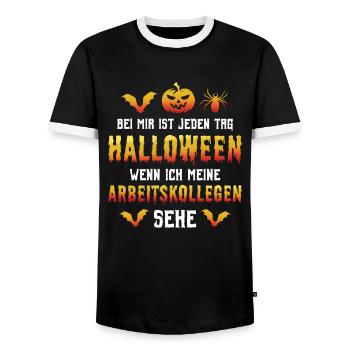 Halloween Party Arbeitstag Lieblingskollegen - Männer Kontrast-T-Shirt - Schwarz/Weiß - Vorne - AI Model Female 172 light (172cm) & AI Model Male 178 light (178cm)