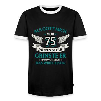 Als Gott Mich Vor 75 Jahren Schuf Geburtstag - Männer Kontrast-T-Shirt - Schwarz/Weiß - Vorne - AI Model Female 172 light (172cm) & AI Model Male 178 light (178cm)