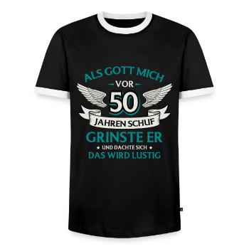 Als Gott Mich Vor 50 Jahren Schuf Geburtstag - Männer Kontrast-T-Shirt - Schwarz/Weiß - Vorne - AI Model Female 172 light (172cm) & AI Model Male 178 light (178cm)