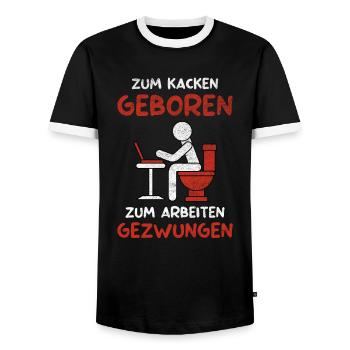 Kacken Witziger Spruch Kacke Scheiße Toiletten - Männer Kontrast-T-Shirt - Schwarz/Weiß - Vorne - AI Model Female 172 light (172cm) & AI Model Male 178 light (178cm)