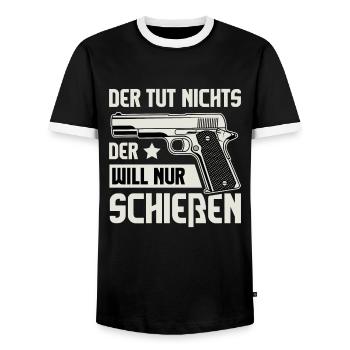 Schützenfest Schießen Schießsport Sportschütze - Männer Kontrast-T-Shirt - Schwarz/Weiß - Vorne - AI Model Female 172 light (172cm) & AI Model Male 178 light (178cm)