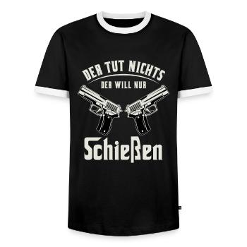 Schützenfest Schießen Schießsport Sportschütze - Männer Kontrast-T-Shirt - Schwarz/Weiß - Vorne - AI Model Female 172 light (172cm) & AI Model Male 178 light (178cm)