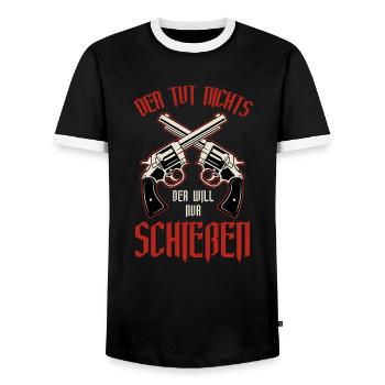 Schützenfest Schießen Schießsport Sportschütze - Männer Kontrast-T-Shirt - Schwarz/Weiß - Vorne - AI Model Female 172 light (172cm) & AI Model Male 178 light (178cm)