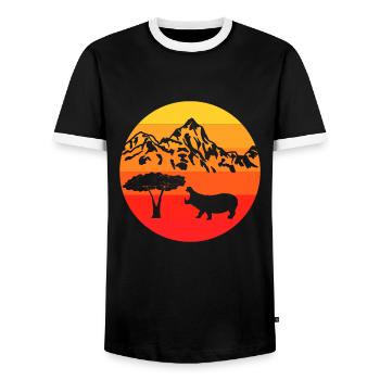 Africa Safari Zoo Animal Gift Retro Hippo - T-shirt contrasté Homme - noir/blanc - Devant - AI Model Female 172 light (172cm) & AI Model Male 178 light (178cm)