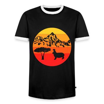Hippo Hippo Africa Zoo Animal Retro Hippo - Men's Ringer Shirt - black/white - Front - AI Model Female 172 light (172cm) & AI Model Male 178 light (178cm)