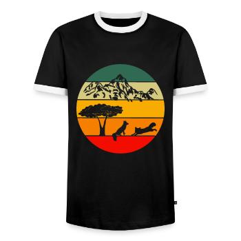 Berg Wandern Wald Tier Geschenk Retro Fuchs - Männer Kontrast-T-Shirt - Schwarz/Weiß - Vorne - AI Model Female 172 light (172cm) & AI Model Male 178 light (178cm)
