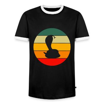 Retro Cobra Snake - Men's Ringer Shirt - black/white - Front - AI Model Female 172 light (172cm) & AI Model Male 178 light (178cm)
