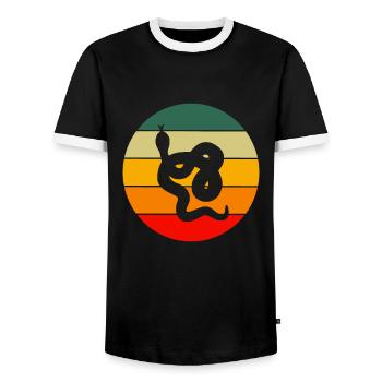 Retro Tier Haustier Reptil Geschenk Schlange - Männer Kontrast-T-Shirt - Schwarz/Weiß - Vorne - AI Model Female 172 light (172cm) & AI Model Male 178 light (178cm)
