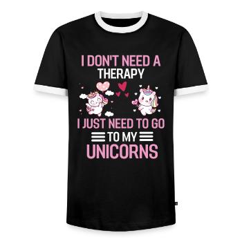 Einhorn Therapie Fantasy Tier Geschenk Einhorn - Männer Kontrast-T-Shirt - Schwarz/Weiß - Vorne - AI Model Female 172 light (172cm) & AI Model Male 178 light (178cm)