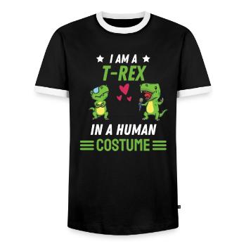 Tyrannosaurus Rex Costume Dino Cadeau T Rex - T-shirt contrasté Homme - noir/blanc - Devant - AI Model Female 172 light (172cm) & AI Model Male 178 light (178cm)