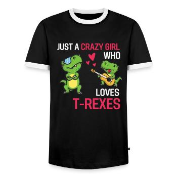 Tyrannosaurus Rex Dino Girl Gift T Rex - T-shirt contrasté Homme - noir/blanc - Devant - AI Model Female 172 light (172cm) & AI Model Male 178 light (178cm)