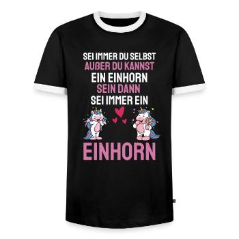 Fantasy Tier Lustiges Geschenk Magisches Einhorn - Männer Kontrast-T-Shirt - Schwarz/Weiß - Vorne - AI Model Female 172 light (172cm) & AI Model Male 178 light (178cm)