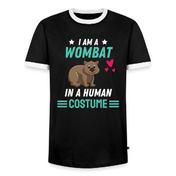 Zoo Tier Wombat Kostüm Geschenk Lustiges Wombat - Männer Kontrast-T-Shirt - Schwarz/Weiß - Vorne - AI Model Female 172 light (172cm) & AI Model Male 178 light (178cm)
