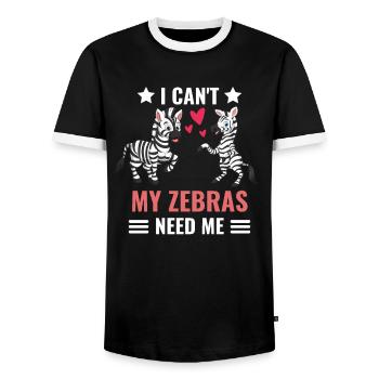 Ich kann nicht meine Zebras brauchen mich Zebra - Männer Kontrast-T-Shirt - Schwarz/Weiß - Vorne - AI Model Female 172 light (172cm) & AI Model Male 178 light (178cm)