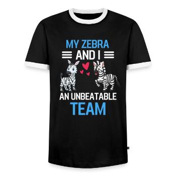 Mein Zebra und ich Afrika Tier Geschenk Zebra - Männer Kontrast-T-Shirt - Schwarz/Weiß - Vorne - AI Model Female 172 light (172cm) & AI Model Male 178 light (178cm)