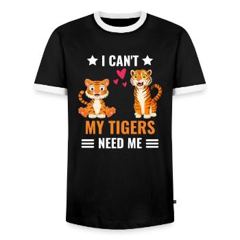 Ich kann nicht meine Tiger brauchen mich Tiger - Männer Kontrast-T-Shirt - Schwarz/Weiß - Vorne - AI Model Female 172 light (172cm) & AI Model Male 178 light (178cm)
