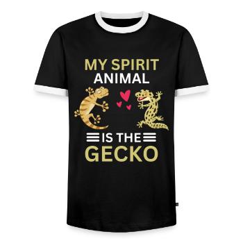 Tropisches Tier Echsen Geschenk Lustiges Gecko - Männer Kontrast-T-Shirt - Schwarz/Weiß - Vorne - AI Model Female 172 light (172cm) & AI Model Male 178 light (178cm)