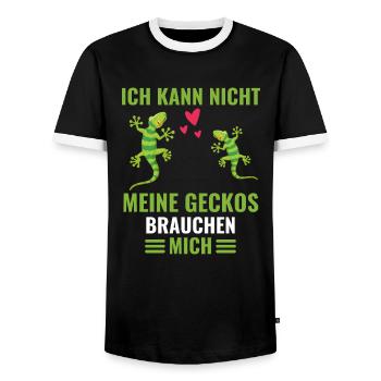 Eidechsen Tropisches Tier Geschenk Lustiges Gecko - Männer Kontrast-T-Shirt - Schwarz/Weiß - Vorne - AI Model Female 172 light (172cm) & AI Model Male 178 light (178cm)