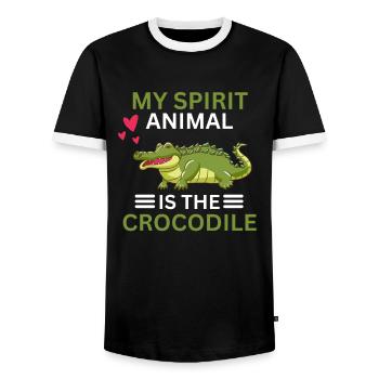Raubtier Tierliebhaber Geschenk Lustiges Krokodil - Männer Kontrast-T-Shirt - Schwarz/Weiß - Vorne - AI Model Female 172 light (172cm) & AI Model Male 178 light (178cm)