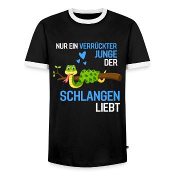 Raubtier Jungen Exotisches Tier Geschenk Schlange - Männer Kontrast-T-Shirt - Schwarz/Weiß - Vorne - AI Model Female 172 light (172cm) & AI Model Male 178 light (178cm)
