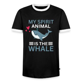 Ocean Animal Predator Cadeau Funny Whale - T-shirt contrasté Homme - noir/blanc - Devant - AI Model Female 172 light (172cm) & AI Model Male 178 light (178cm)