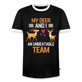 Mon cerf et moi Cadeau d’animal des bois cerf - T-shirt contrasté Homme - noir/blanc - Devant - AI Model Female 172 light (172cm) & AI Model Male 178 light (178cm)