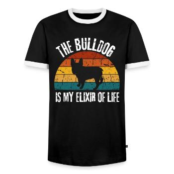 Lustiges Haustier Hund Geschenk Retro Bulldogge - Männer Kontrast-T-Shirt - Schwarz/Weiß - Vorne - AI Model Female 172 light (172cm) & AI Model Male 178 light (178cm)
