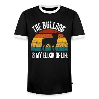 Lustiges Geschenk Hund Haustier Retro Bulldoggen - Männer Kontrast-T-Shirt - Schwarz/Weiß - Vorne - AI Model Female 172 light (172cm) & AI Model Male 178 light (178cm)