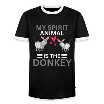 Farm Animal Farmer Gift Funny Donkey - Men's Ringer Shirt - black/white - Front - AI Model Female 172 light (172cm) & AI Model Male 178 light (178cm)