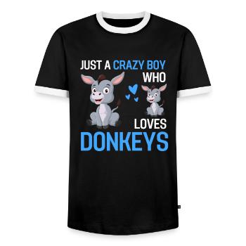 Nur ein verrückter Junge Bauer Tier Geschenk Esel - Männer Kontrast-T-Shirt - Schwarz/Weiß - Vorne - AI Model Female 172 light (172cm) & AI Model Male 178 light (178cm)