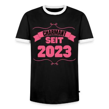 Geburt Geburtstagsfeier Charmant seit 2023 - Männer Kontrast-T-Shirt - Schwarz/Weiß - Vorne - AI Model Female 172 light (172cm) & AI Model Male 178 light (178cm)