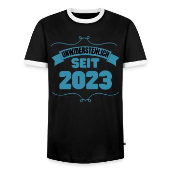 Geburt Geschenk Unwiderstehlich seit 2023 - Männer Kontrast-T-Shirt - Schwarz/Weiß - Vorne - AI Model Female 172 light (172cm) & AI Model Male 178 light (178cm)