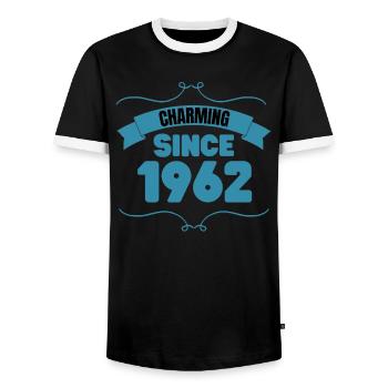 61. Geburtstags Party Geschenk Charmant seit 1962 - Männer Kontrast-T-Shirt - Schwarz/Weiß - Vorne - AI Model Female 172 light (172cm) & AI Model Male 178 light (178cm)