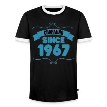 56. Geburtstags Party Geschenk Charmant seit 1967 - Männer Kontrast-T-Shirt - Schwarz/Weiß - Vorne - AI Model Female 172 light (172cm) & AI Model Male 178 light (178cm)