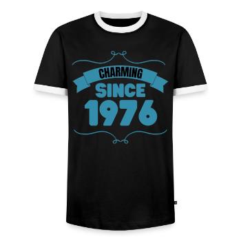 47. Geburtstags Party Geschenk Charmant seit 1976 - Männer Kontrast-T-Shirt - Schwarz/Weiß - Vorne - AI Model Female 172 light (172cm) & AI Model Male 178 light (178cm)
