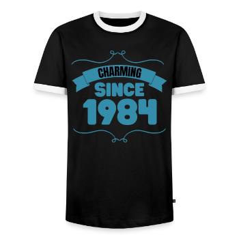 39. Geburtstags Party Geschenk Charmant seit 1984 - Männer Kontrast-T-Shirt - Schwarz/Weiß - Vorne - AI Model Female 172 light (172cm) & AI Model Male 178 light (178cm)