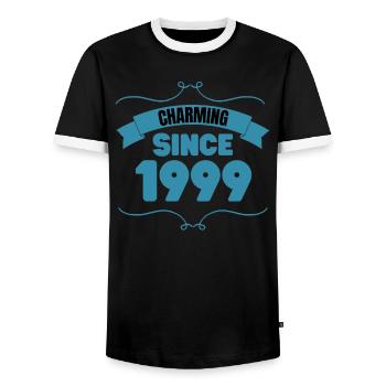 24. Geburtstags Party Geschenk Charmant seit 1999 - Männer Kontrast-T-Shirt - Schwarz/Weiß - Vorne - AI Model Female 172 light (172cm) & AI Model Male 178 light (178cm)