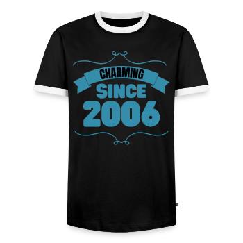 17th Birthday Party Gift Charming since 2006 - Men's Ringer Shirt - black/white - Front - AI Model Female 172 light (172cm) & AI Model Male 178 light (178cm)