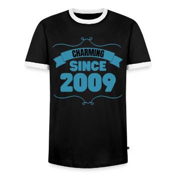 14. Geburtstags Party Geschenk Charmant seit 2009 - Männer Kontrast-T-Shirt - Schwarz/Weiß - Vorne - AI Model Female 172 light (172cm) & AI Model Male 178 light (178cm)