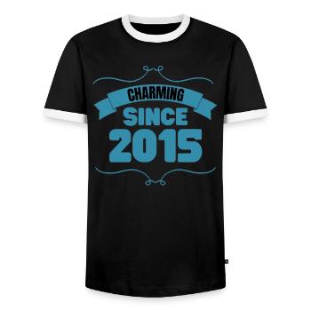 8. Geburtstags Party Geschenk Charmant seit 2015 - Männer Kontrast-T-Shirt - Schwarz/Weiß - Vorne - AI Model Female 172 light (172cm) & AI Model Male 178 light (178cm)