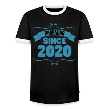 3rd Birthday Party Gift Charming since 2020 - Men's Ringer Shirt - black/white - Front - AI Model Female 172 light (172cm) & AI Model Male 178 light (178cm)