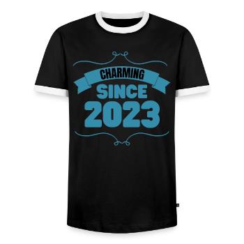 Geburt Party Geschenk Charmant seit 2023 - Männer Kontrast-T-Shirt - Schwarz/Weiß - Vorne - AI Model Female 172 light (172cm) & AI Model Male 178 light (178cm)