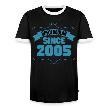 18th birthday gift Spectacular since 2005 - Men's Ringer Shirt - black/white - Front - AI Model Female 172 light (172cm) & AI Model Male 178 light (178cm)