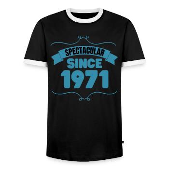 52nd birthday gift Spectacular since 1971 - Men's Ringer Shirt - black/white - Front - AI Model Female 172 light (172cm) & AI Model Male 178 light (178cm)