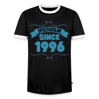 27th birthday gift Spectacular since 1996 - Men's Ringer Shirt - black/white - Front - AI Model Female 172 light (172cm) & AI Model Male 178 light (178cm)