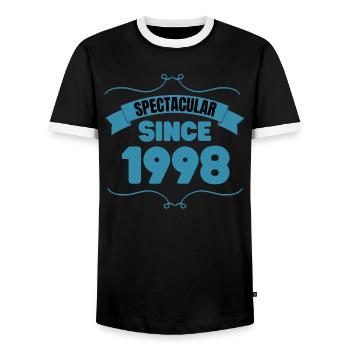 25th birthday gift Spectacular since 1998 - Men's Ringer Shirt - black/white - Front - AI Model Female 172 light (172cm) & AI Model Male 178 light (178cm)