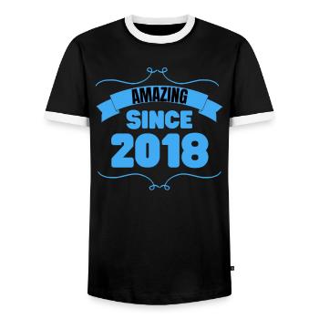 Cadeau 5e anniversaire Incroyable depuis 2018 - T-shirt contrasté Homme - noir/blanc - Devant - AI Model Female 172 light (172cm) & AI Model Male 178 light (178cm)