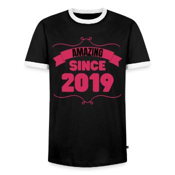 Cadeau 4ème anniversaire Incroyable depuis 2019 - T-shirt contrasté Homme - noir/blanc - Devant - AI Model Female 172 light (172cm) & AI Model Male 178 light (178cm)