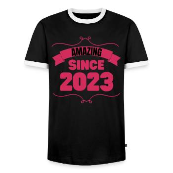 Geburt Geschenk Unglaublich seit 2023 - Männer Kontrast-T-Shirt - Schwarz/Weiß - Vorne - AI Model Female 172 light (172cm) & AI Model Male 178 light (178cm)
